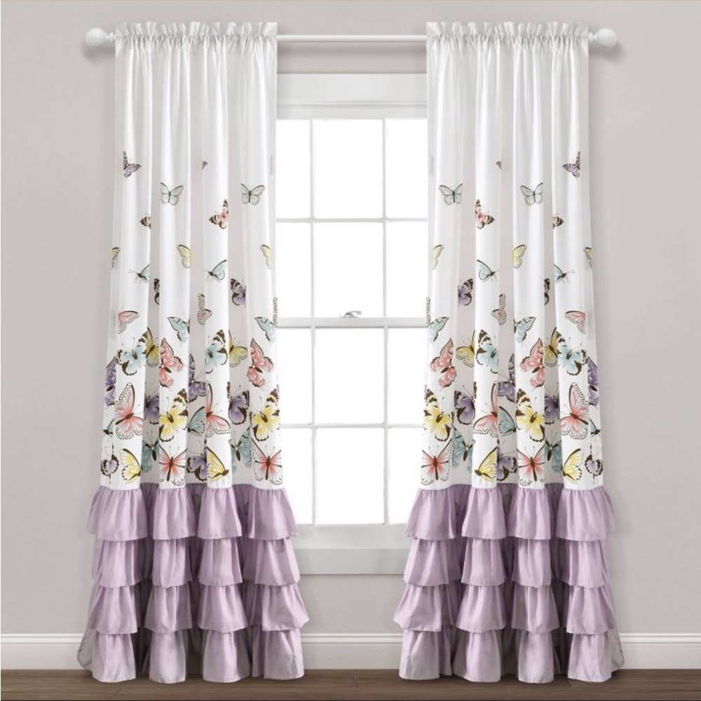Flutter Butterfly Window Curtain Set Lilac